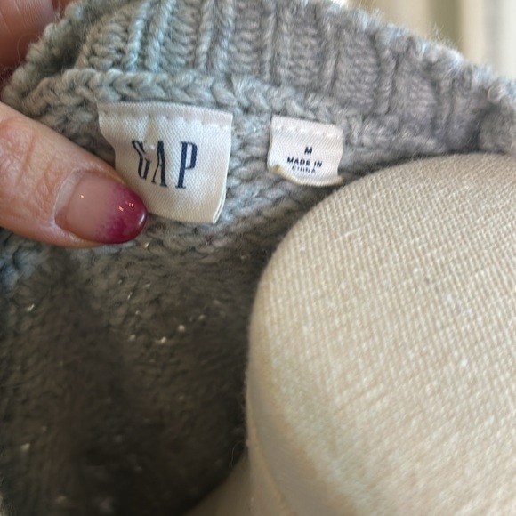 GAP Grey Knit Bubble Sleeve Dot Sz Medium - Picture 6 of 8